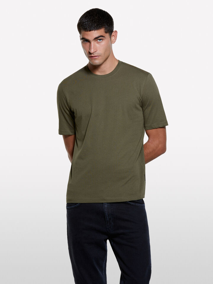 Kurzärmliges T-Shirt in Olivgrün mit normaler Passform - kurzärmeliges t-shirt für herren - Dunkelgrün | Sisley image number 3